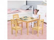 Sada dětského nábytku HY10046NA, borové dřevo, stůl, 4 ks židle, hnědá