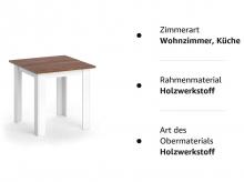 Jídelní stůl Karlos, ořech/bílá, dřevěný, 80 x 80 cm