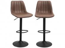 Barová židle 835-228, 2 ks, retro design, s opěrkou nohou, výškově nastavitelná, hnědá, polyester, 43 cm x 49,5 cm x 111 cm